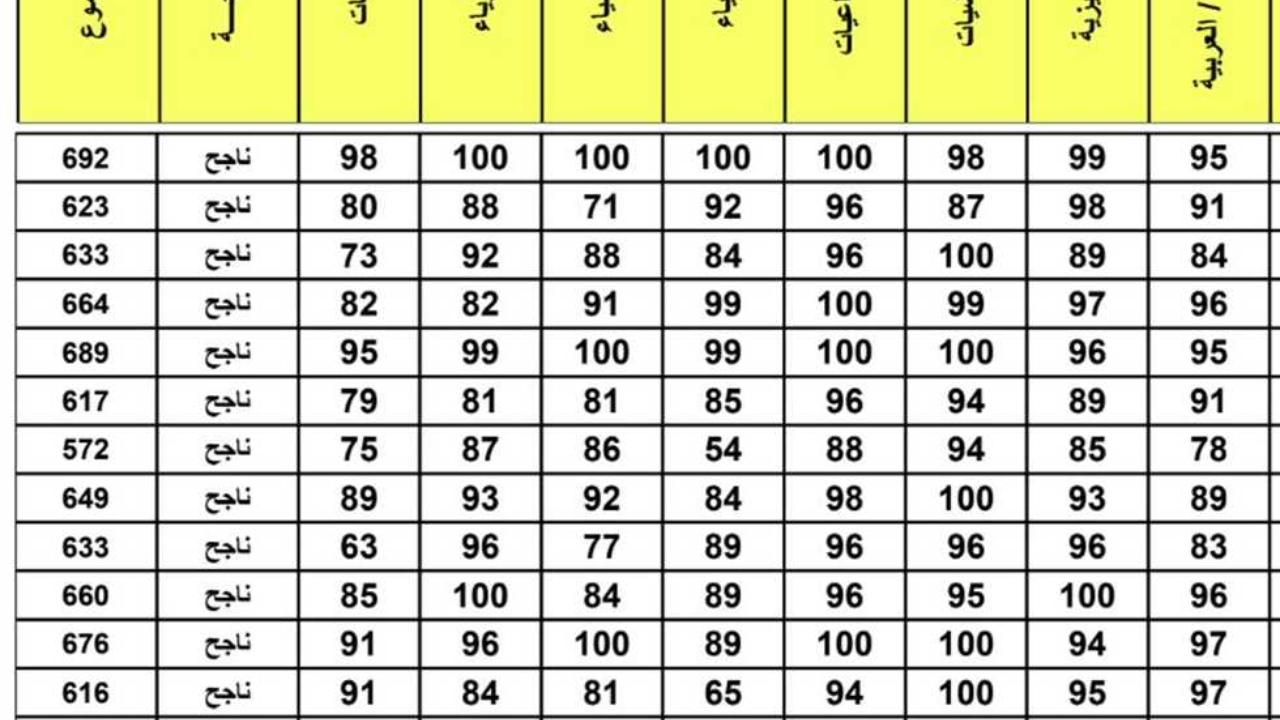 نتائج الثالث المتوسط الدور الثالث