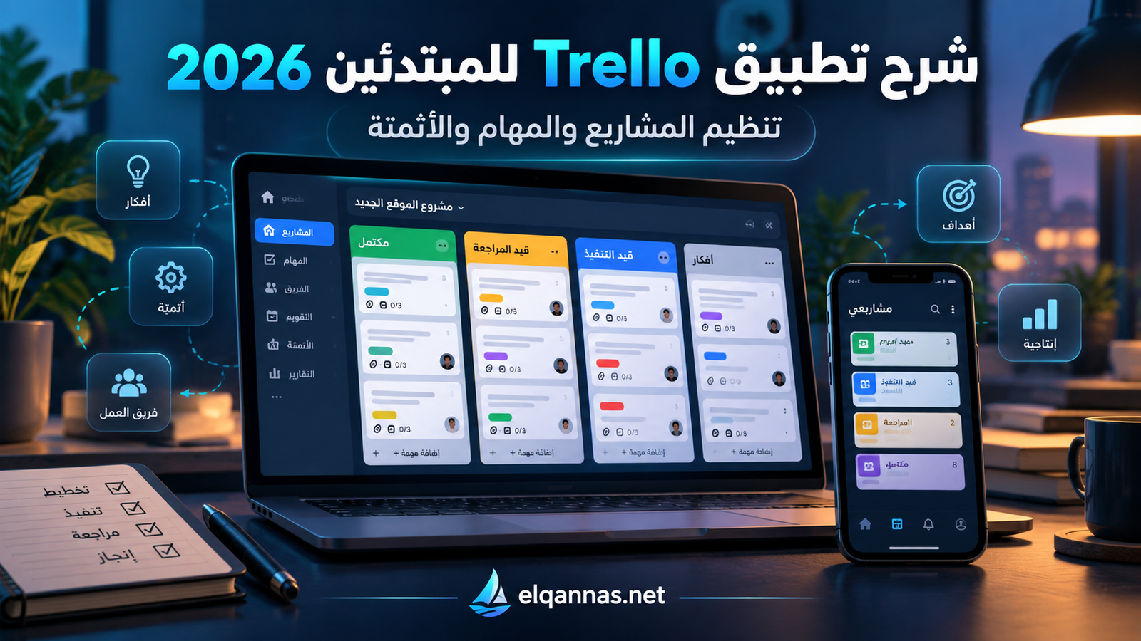 شرح تطبيق Trello للمبتدئين 2026: تنظيم المشاريع والمهام والأتمتة